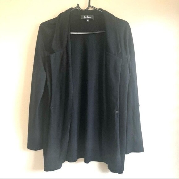Lulus Black Open Cardigan Sweater Small - Picture 2 of 6